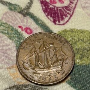 🪙 1965 United Kingdom ½ Penny — Queen Elizabeth II — Circulated - Vintage Coin